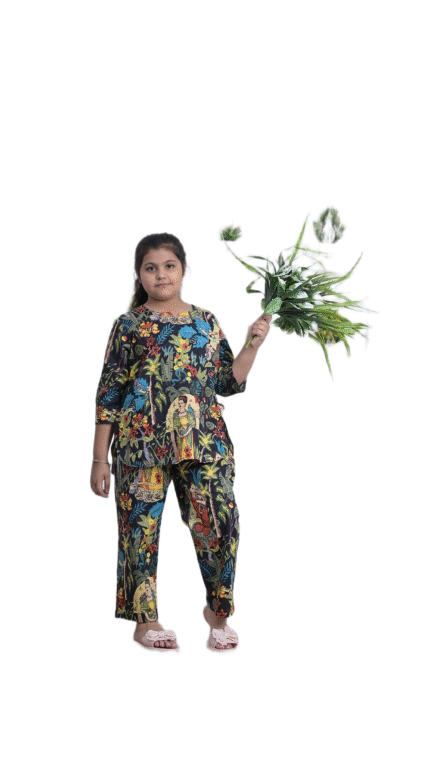 Girl's Printed Cotton Cord Set