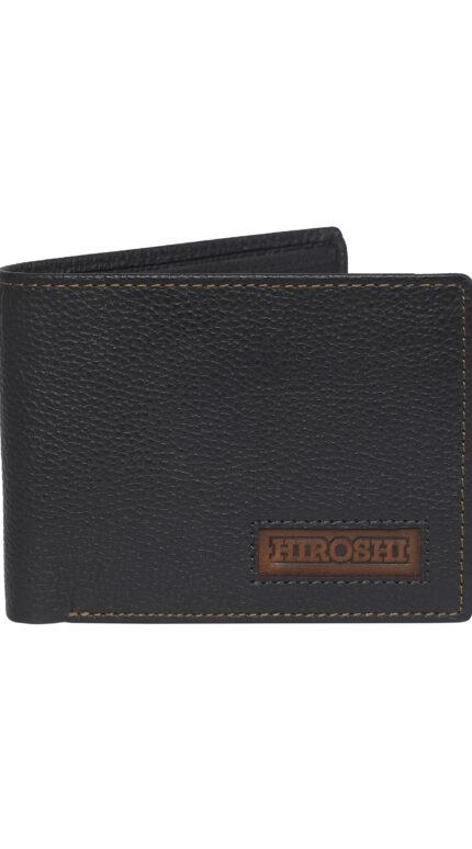 HIROSHI Genuine Leather Men Roger Collection Bi Fold Wallet with Card Slots -Dark Brown