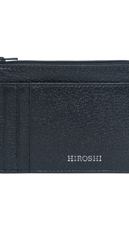 HIROSHI Genuine Leather Men Minimal Wallet with Card Slots -Black