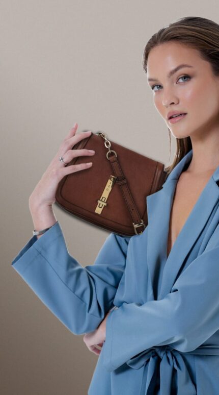 RI2K LONDON Genuine Leather Brown Acrossbody Saddle Bag