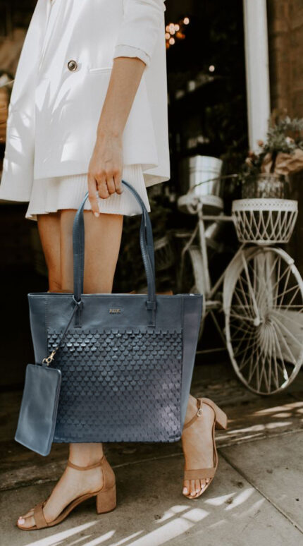 RI2K LONDON Evelyn Genuine Leather Black Tote Bag