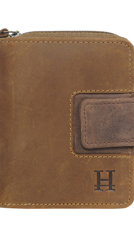 HIROSHI Genuine Leather Men Bi Fold Wallet with Card Slots -Tan & Brown